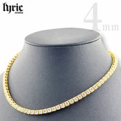 【最高級】stainless316L 4mm 45cm luxury tennis necklace gold