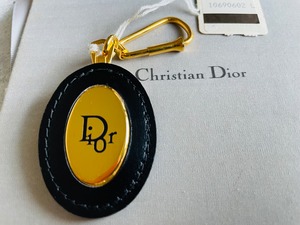 Christian Dior ラウンドプレートロゴ キーリング ネイビー Dior dior ディオール クリスチャンディオール