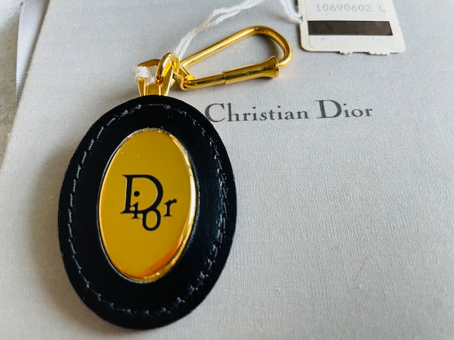 Christian Dior ラウンドプレートロゴ キーリング ネイビー Dior dior ディオール クリスチャンディオール
