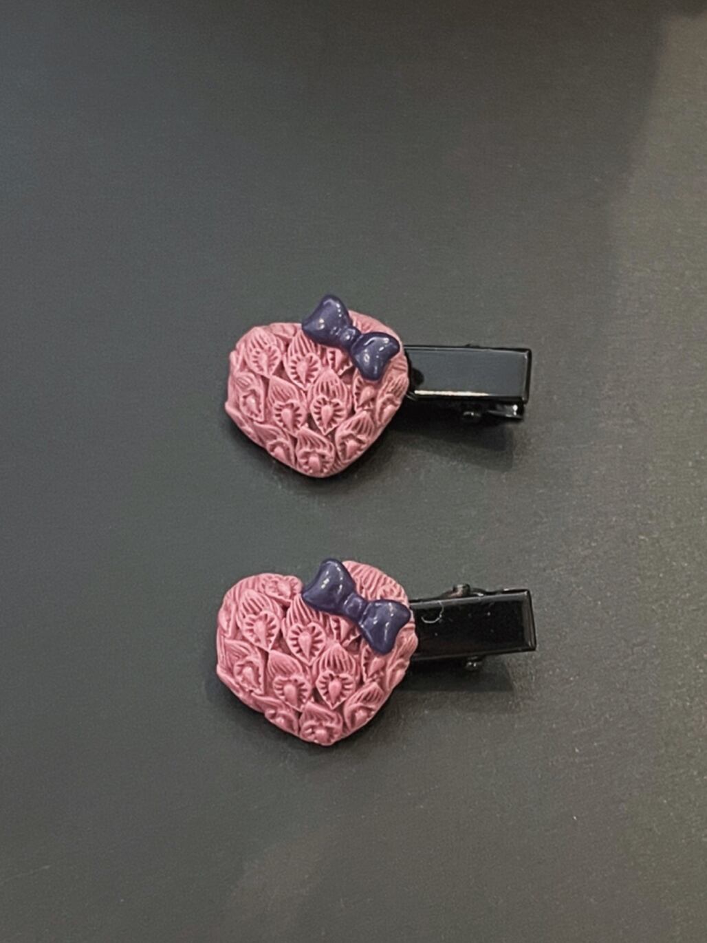 ヘアクリップ 2個セット ベビーヘアクリップ キッズヘアクリップ ヘアークリップ キッズ 子ども ベビー 前髪 髪飾り 女の子 おしゃれ 髪留め キッズファッション ベビーファッション 可愛い ハート パープル *アジアン雑貨No.38