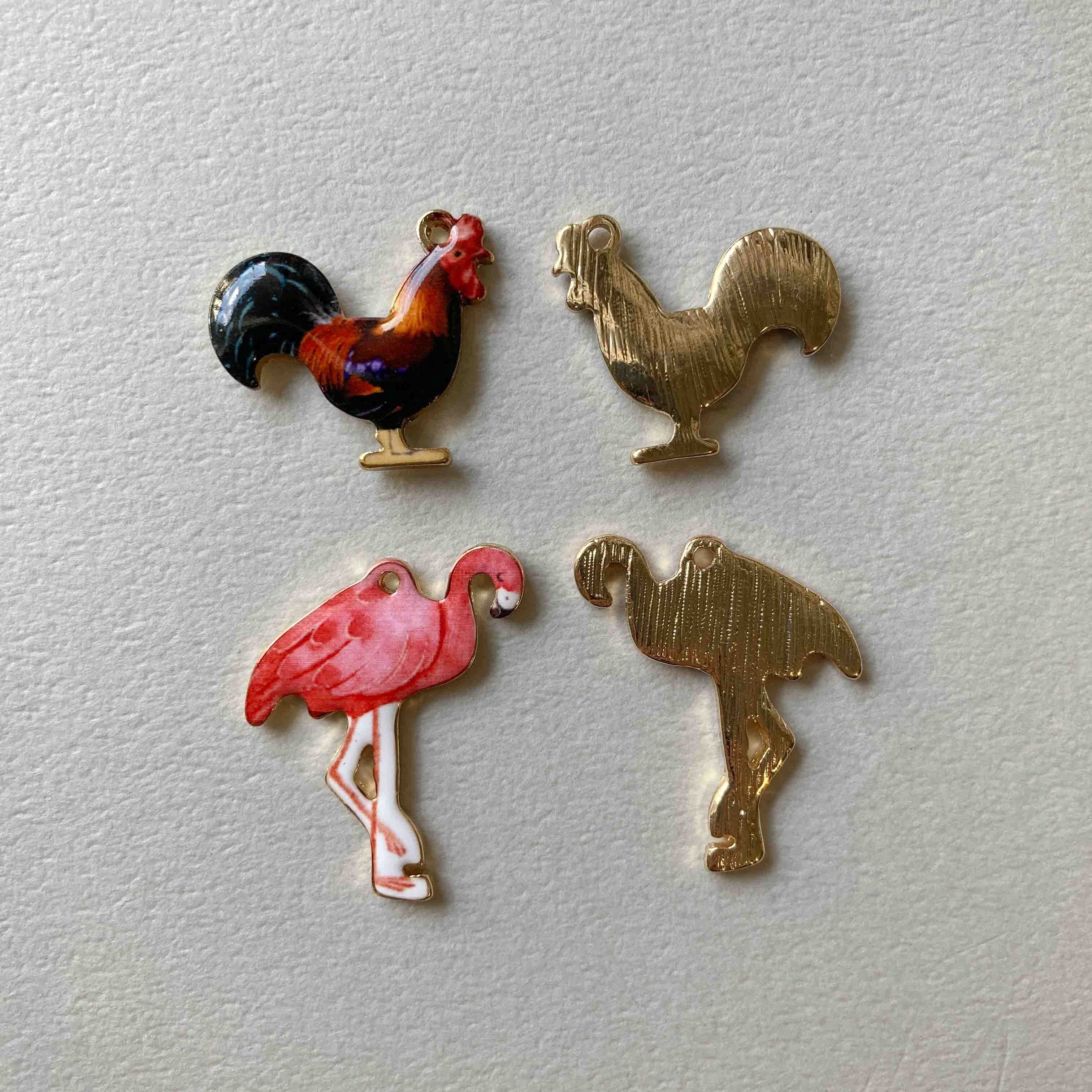 鳥のイラストメタルチャーム | Dua-アクセサリーパーツショップ