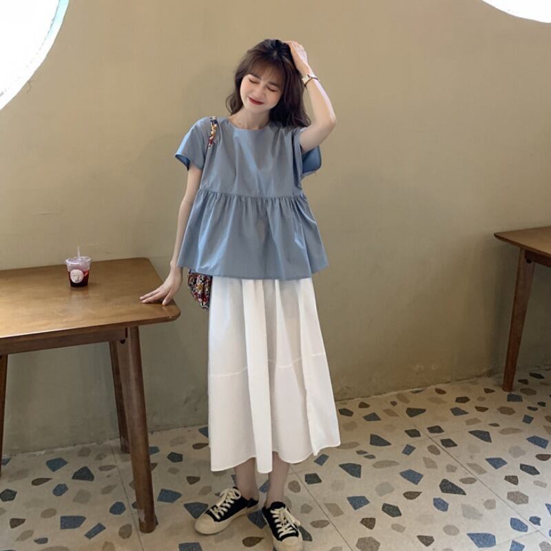 スプリングスタイルシャツ Aラインスカート レディース リボン ふわふわ 春物 試着室27579515299