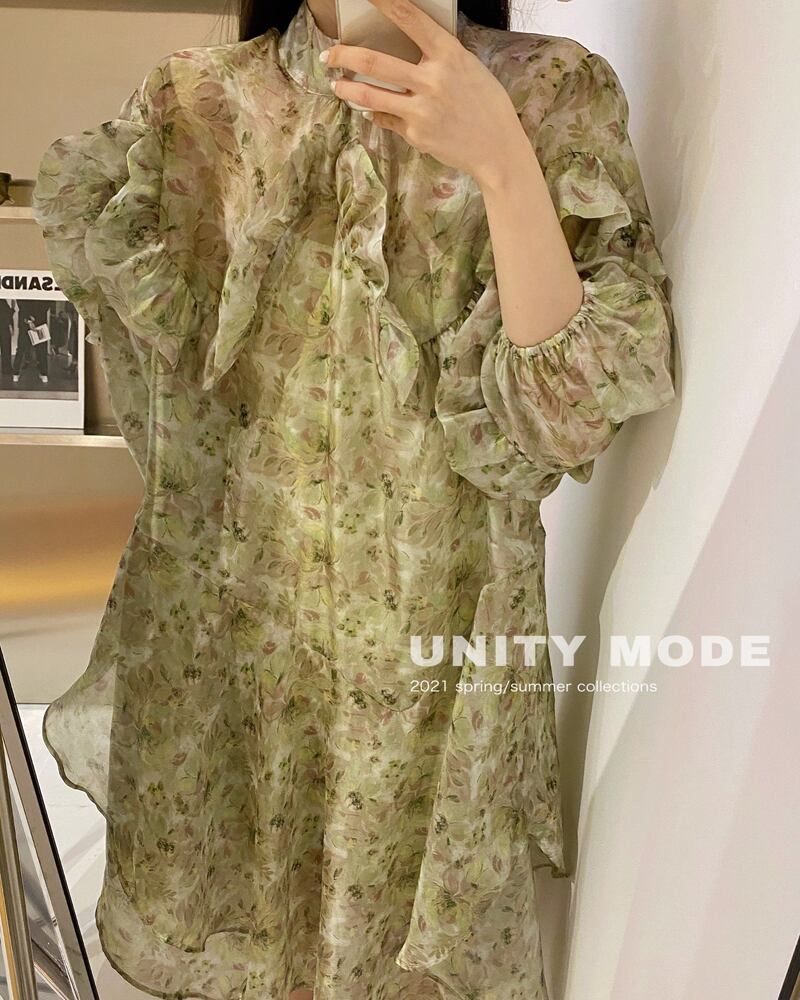 ドレス スプリングプリントフローラルスカート ルーズロングレディース 春物 花柄 ビッグFスモールZ韓国43250566362