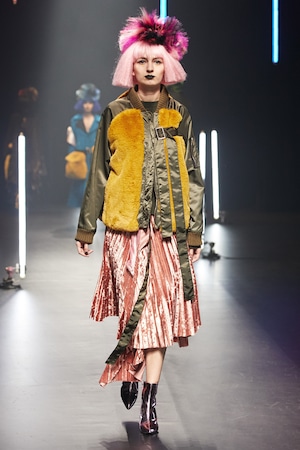 ECO FUR BODY PANEL BOMBER JACKET