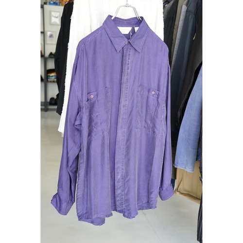 Genelli ジェネリ シルクシャツ パープル L（実寸L相当）｜NA810