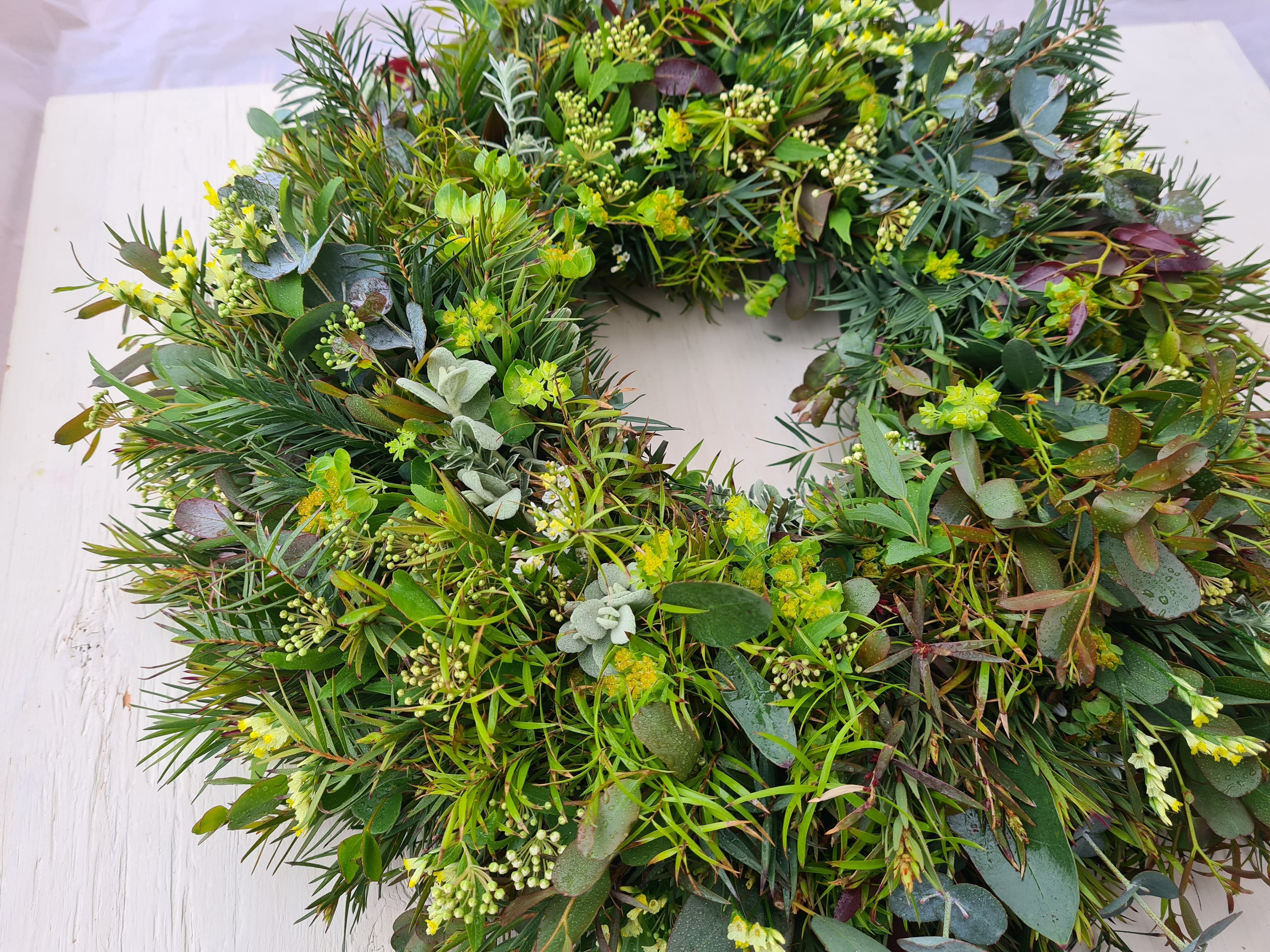 8種のグリーンのフレッシュリースLsize | hanatosola