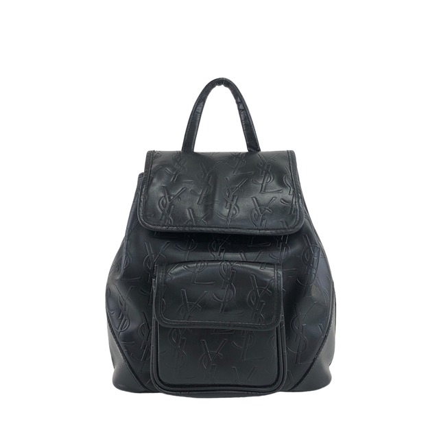 Yves Saint Laurent イヴ・サンローラン バックパック ブラック YSLロゴ レザー vintage ヴィンテージ オールド 2k8d7h
