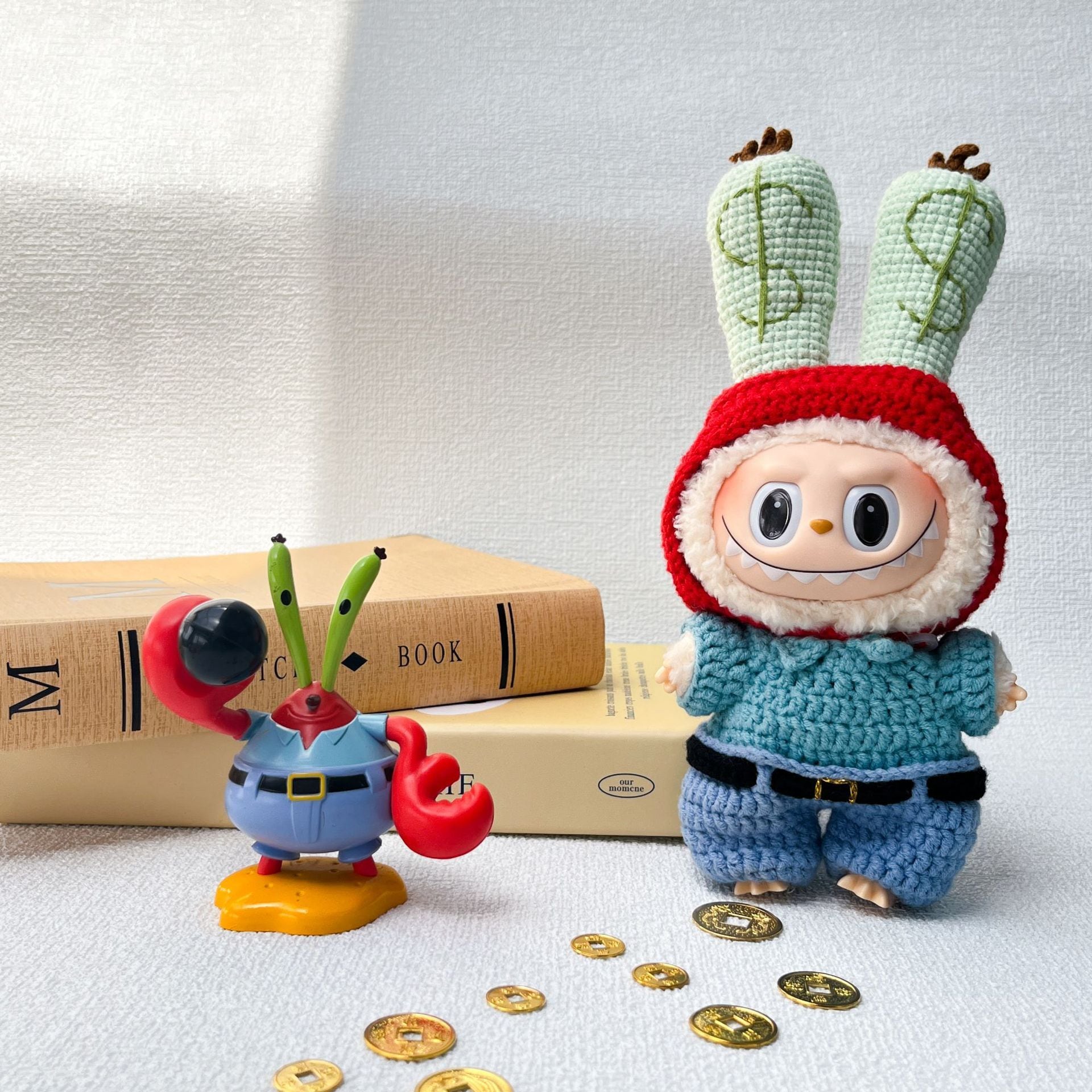 Labubuがもっと可愛くなる!高品質毛糸使用♡ 手編みカニさんコーデセット 15cm/17cm用 ぴったりフィット