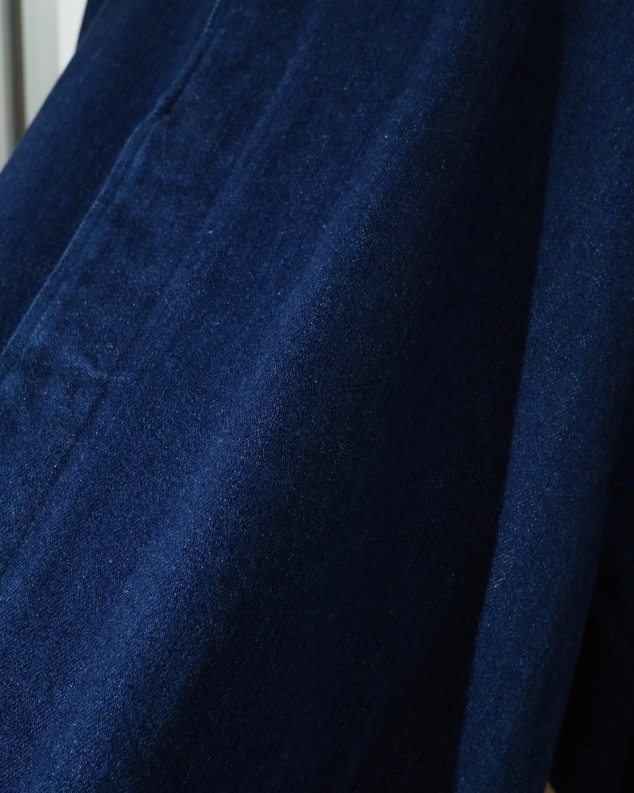 1980 - 90s ” 群青 ” Beautiful Indigo Blue Color Vintage Long Denim Coat