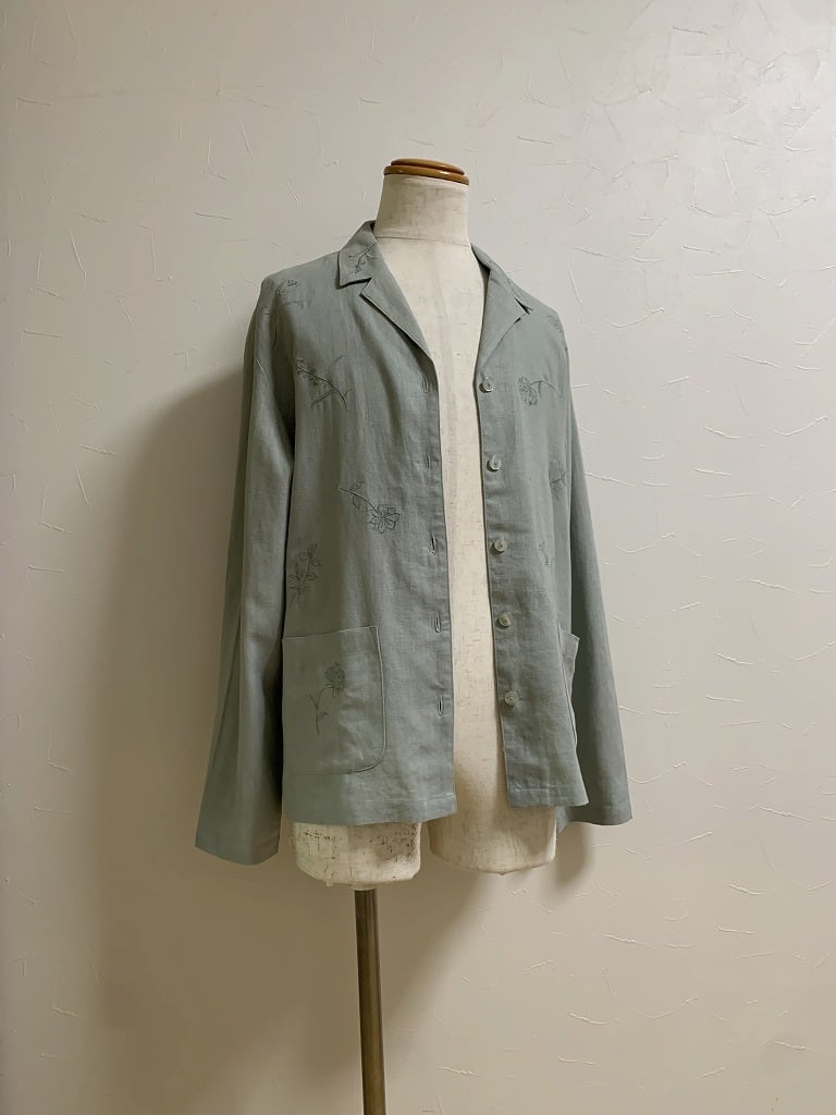 1990's Linen Blend Embroidery Summer Shirt Jacket