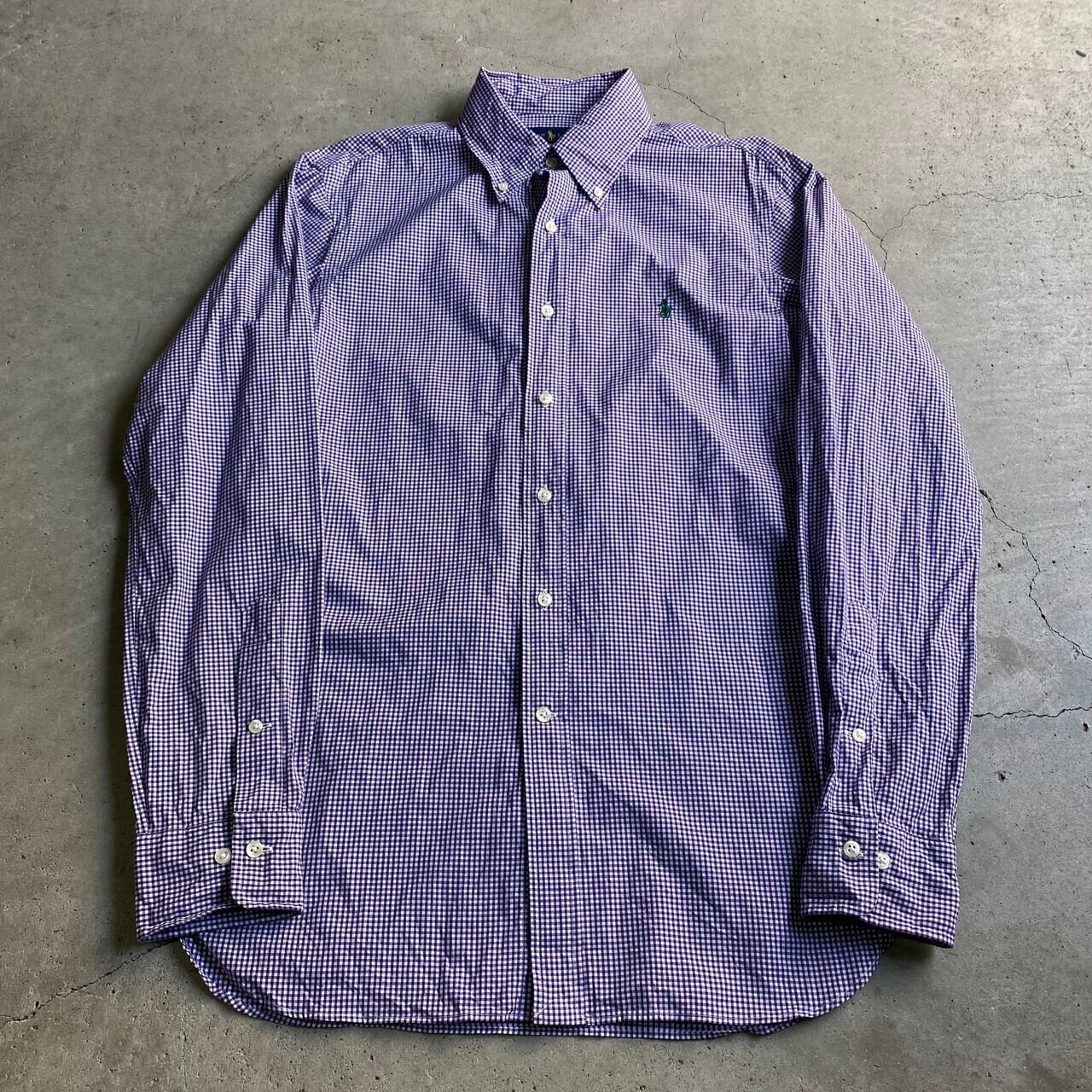 Ralph Lauren ラルフローレン 長袖 ギンガムチェックシャツ メンズm相当 ボタンダウンシャツ 古着 パープル 紫色 長袖シャツ Sa24 Cave 古着屋 公式 古着通販サイト