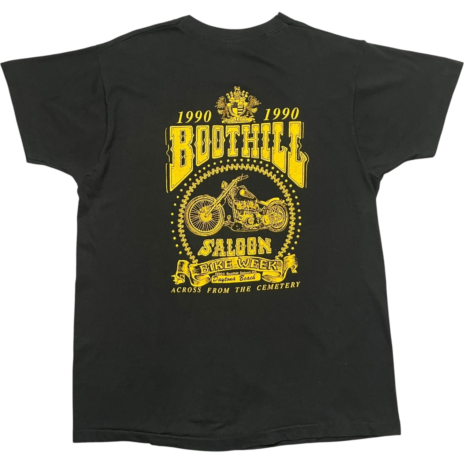 《XL》Boothill Saloon ブートヒル・サルーン Tシャツ 胸ポケット フロントプリント バックプリント シングルステッチ ブラック USA製 90年代 vintage no.10233