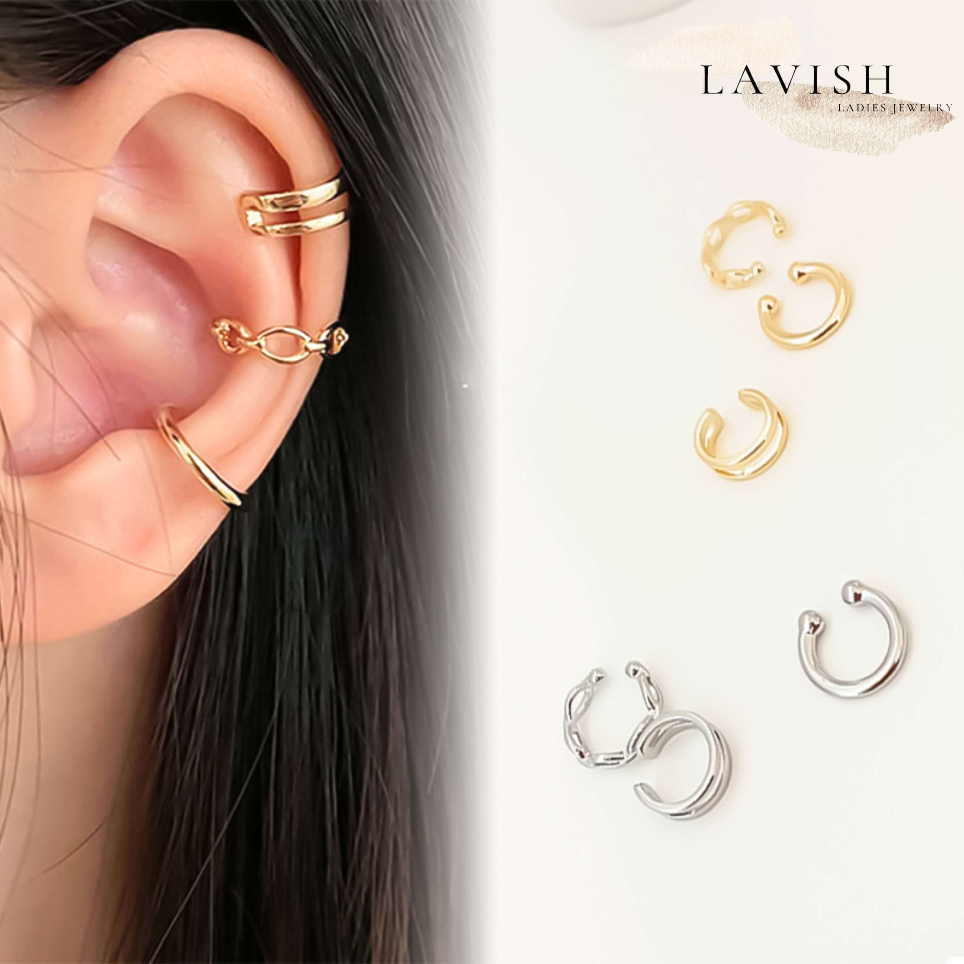 チェーントリニティセット イヤーカフ レディース Ear cuff