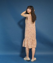 【送料無料】Flower vneck dress