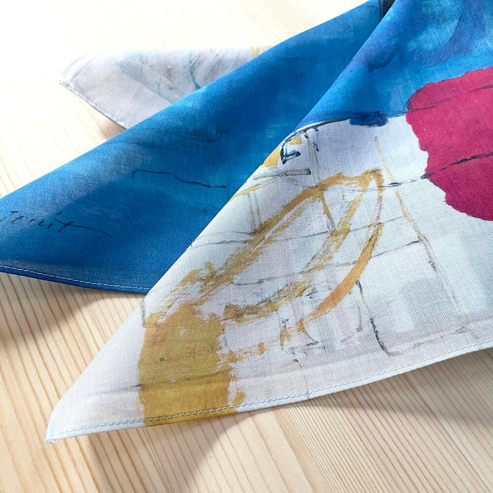 佐野ぬい 「ブルースクウェアノート」 ハンカチ <杉並の芸術家