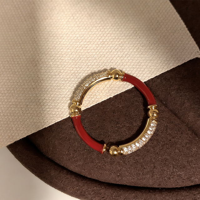 suzyacc深紅のエナメル スワロフスキーリング