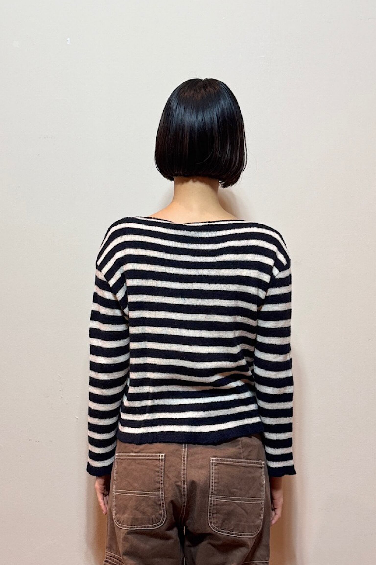 miumiu ネイビーボーダーフリースウールニット | DROOMTUIN_VINTAGE