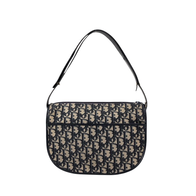 Christian Dior クリスチャン ディオール トロッター ショルダーバッグ ネイビー CD ジャガード ラウンド vintage ヴィンテージ オールド pca7bv