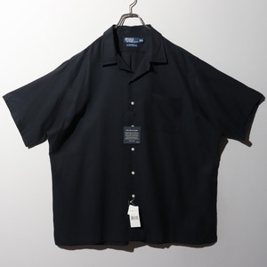Deadstock 2XL 黒 完全無地 シルクコットン Caldwell ポロラルフローレン 半袖開襟シャツ ブラック Polo Ralph Lauren