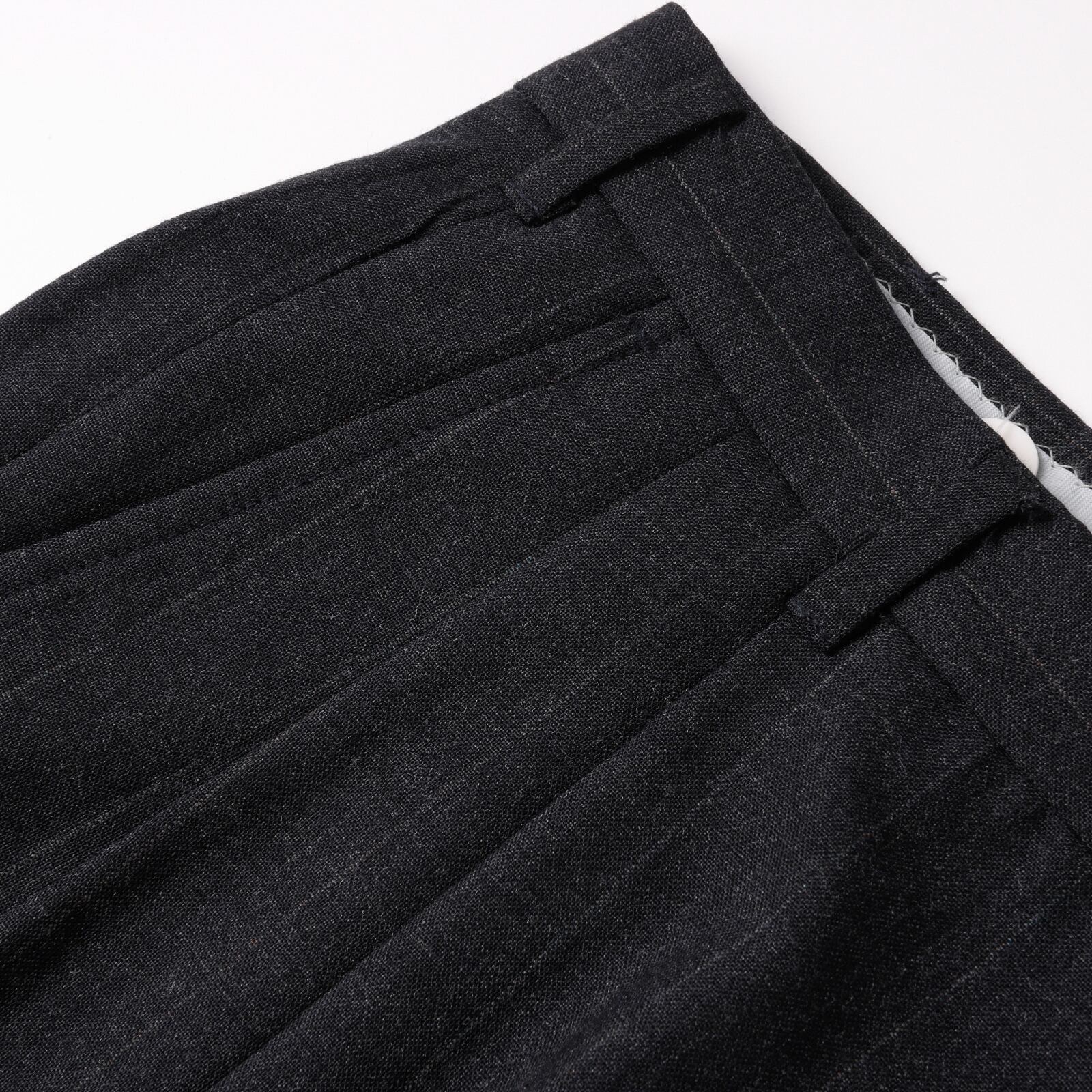 70s vintage ウールスラックス ストライプ ダークグレー 極美品】70s special vintage wool slacks pants W32 grey stripe made