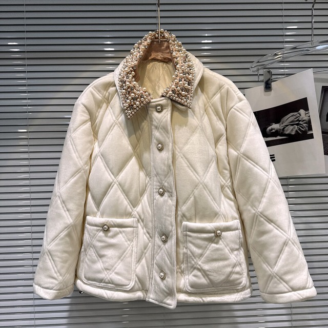 Pearl collar quilting jacket　B3395