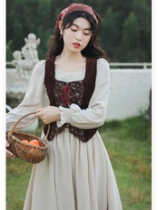 【0089】2sets Vintage Vest Long Sleeve Dress