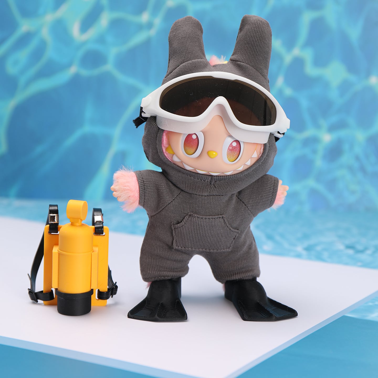 Labubu 1-3代対応 ダイビングスポーツ 水着＋メガネ＋チャーム＋靴