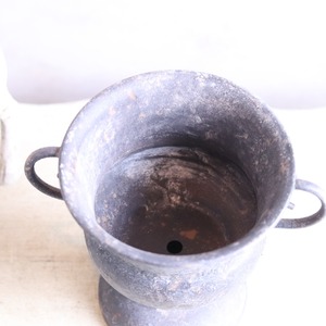 mondimanche ブリキ植木鉢　シャビーハンドルカップSDGY　UF657|　１ポット植え込みのシャビーシックな鉢　お玄関がオシャレに変わります