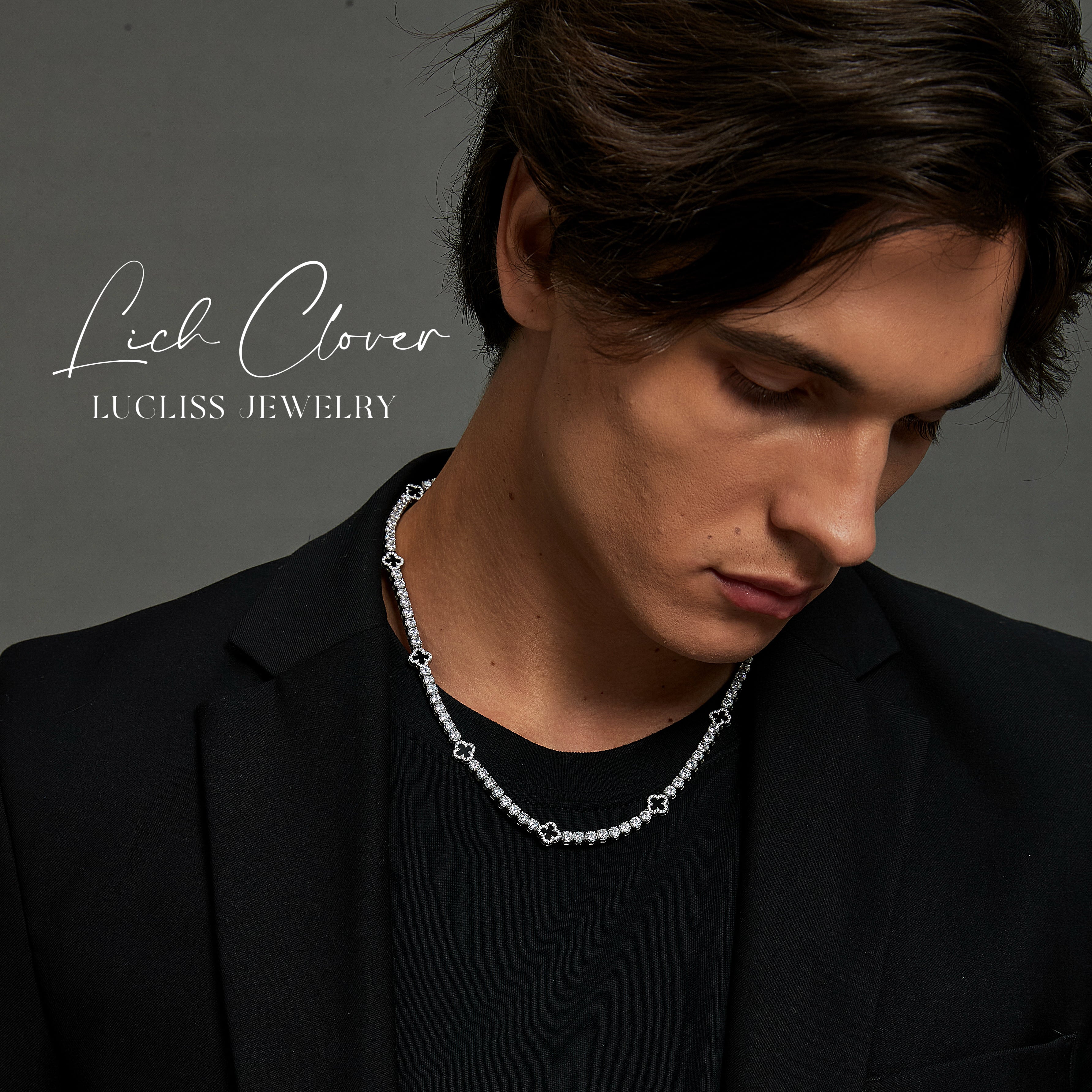 316L Black clover tennis necklace 【シルバー】 | ✯Lucliss Jewelry✯