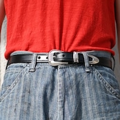 TORY LEATHER / 1 inch "3 -Piece Silver Buckle Belt(OAKBARK/NICKEL)