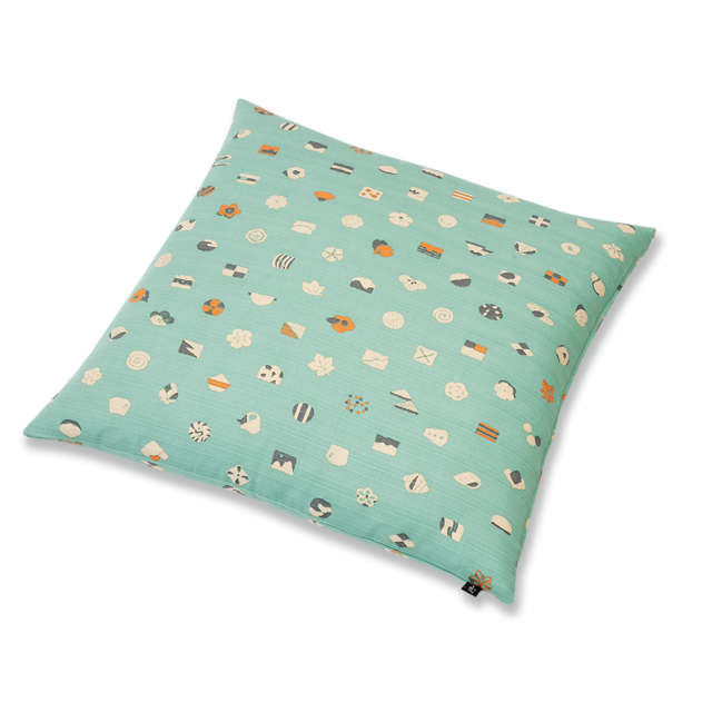 彩-いろどり-　座布団（カバーのみ）お菓子　GR（グリーン）50×50（クッション対応）