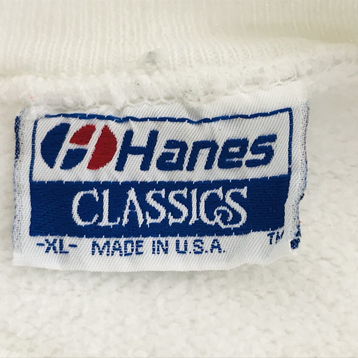 90年代 Hanes ヘインズ HerWay イラストプリント 丸首 ラグランスリーブ スウェット ホワイト (レディース XL)   O6362