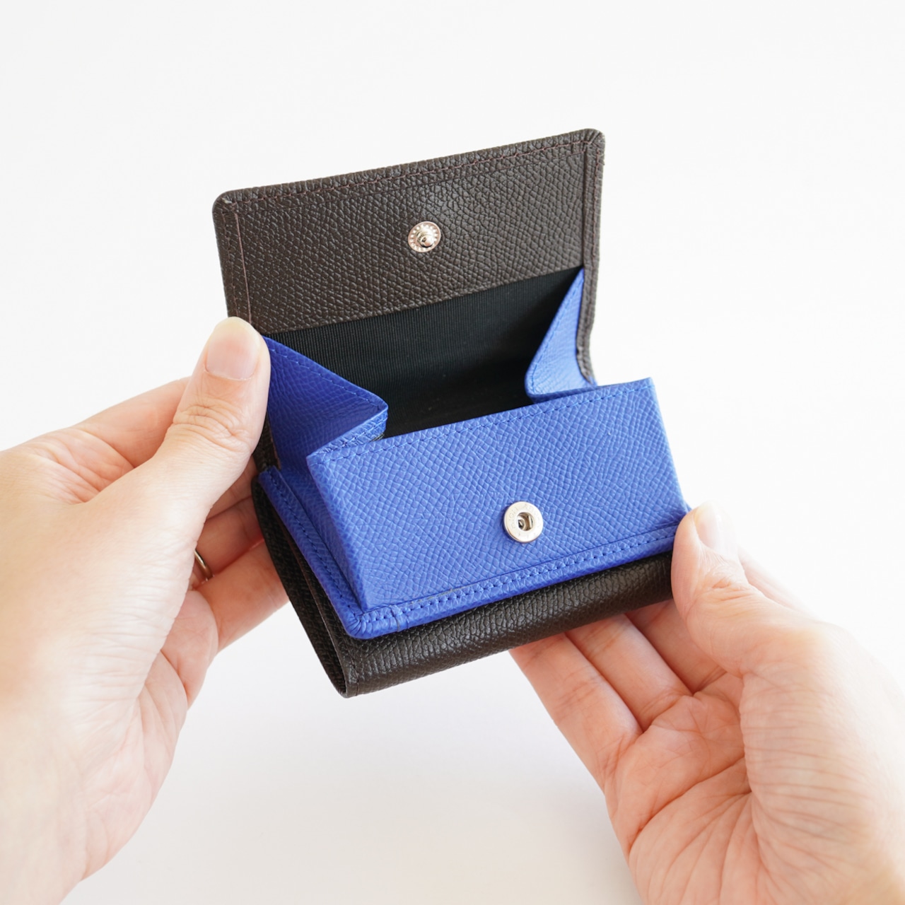 Mini wallet ダークブラウン×ロイヤルブルー・画像2