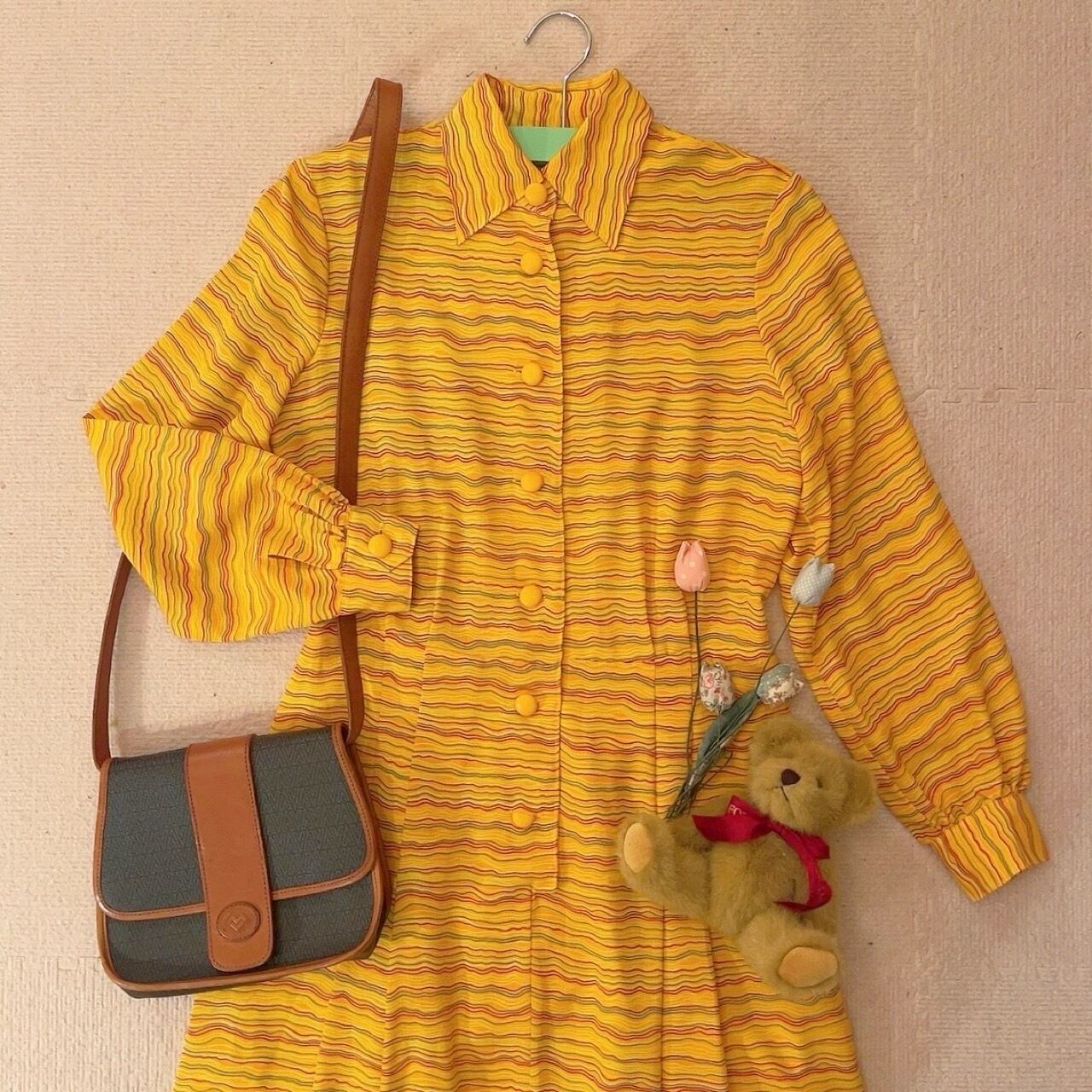 winding stripe yellow one-piece