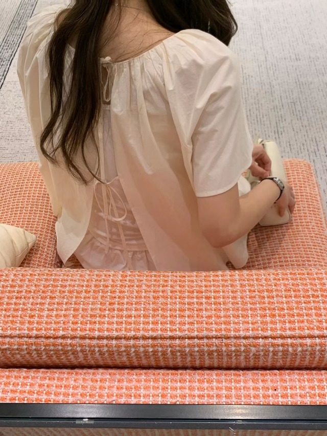 (予約) ounce / Back ribbon shirring blouse 3color