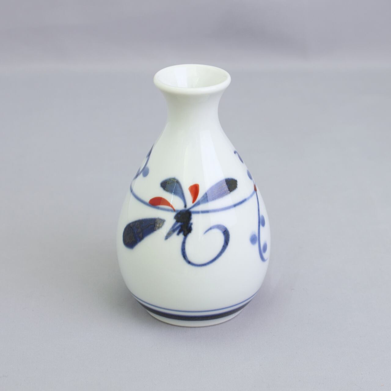 砥部焼 千山窯 1合丸徳利 上絵とんぼ