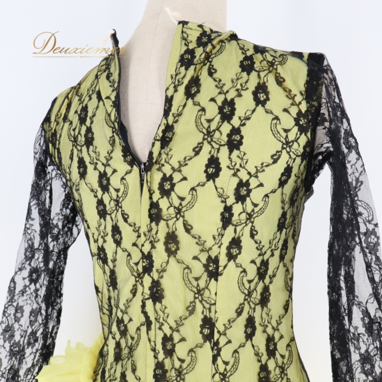 社交ダンス 衣装 ワンピース ドレス パーティ 発表会 ラテン ミニ丈 黄色 黒 レース フリル 軽い かわいい 花 ダンス ブラック系 イエロー系 おしゃれ フェミニン 楽しい フリルドレス ダンス衣装 発表会用衣装 パーティー衣装 可愛いフリル 舞台衣装