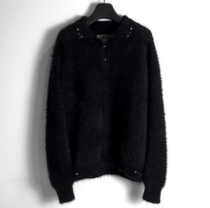 ★【GAKIHARA】Kamika long hair collar knit (black)
