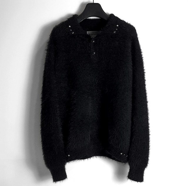 ★【GAKIHARA】Kamika long hair collar knit (black)