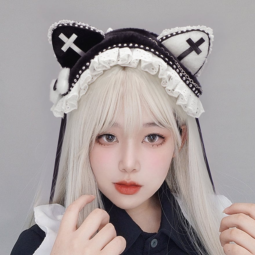 猫耳 カチューシャ ケモ耳 十字架 ハロウィン イベント 推し活