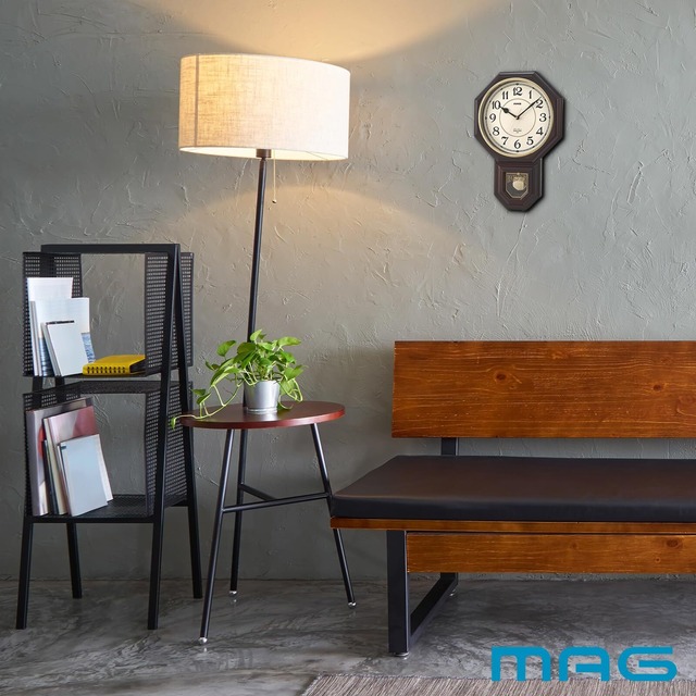 MAG(マグ) 掛け時計 振り子 アナログ 西洋館 静音 連続秒針 メロディ 報時機能付き ブラウン W-670BR