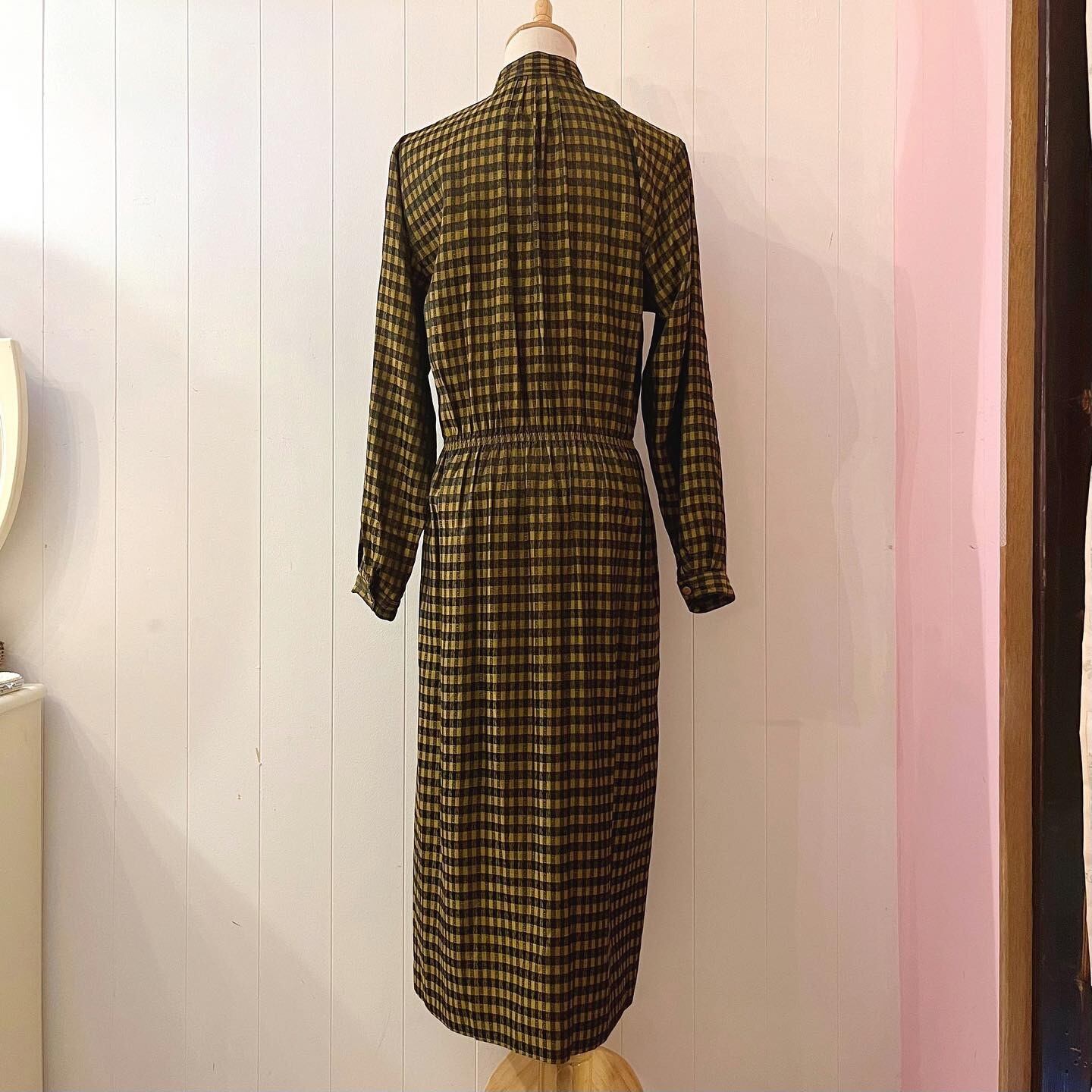 yellow black check one-piece