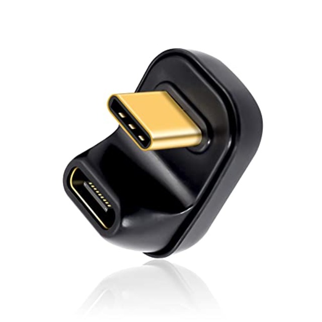 Duttek 40Gbps USB C U字型アダプター 100W 1個パック 180度角度付き USB Type C オスメス 延長コネクター USB Type-c U字アダプタThunderbolt 3/4対応 MacBook Air/Pro/ノートパソコン/携帯電話用