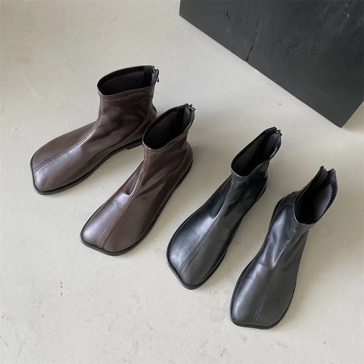 新しいレディースソフトショートブーツ春と秋のジッパーデザインスクエア滑り止めファッションジョーカーカジュアルレディースファッションブーツ。