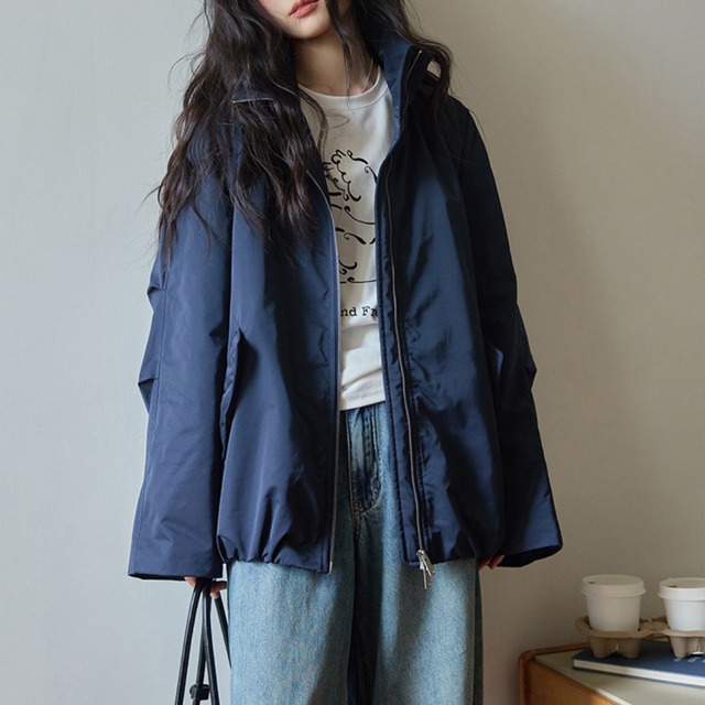 stand collar zip up padded jacket