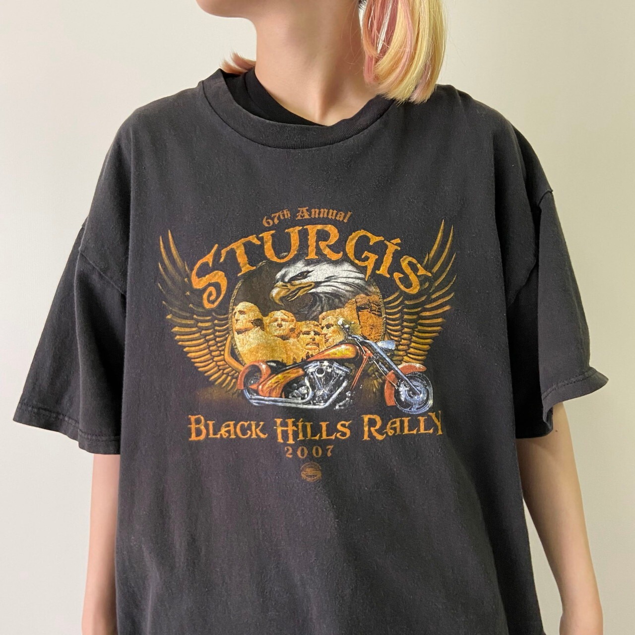 00年代 STURGIS イーグル 両面プリント バイクTシャツ メンズL 古着 