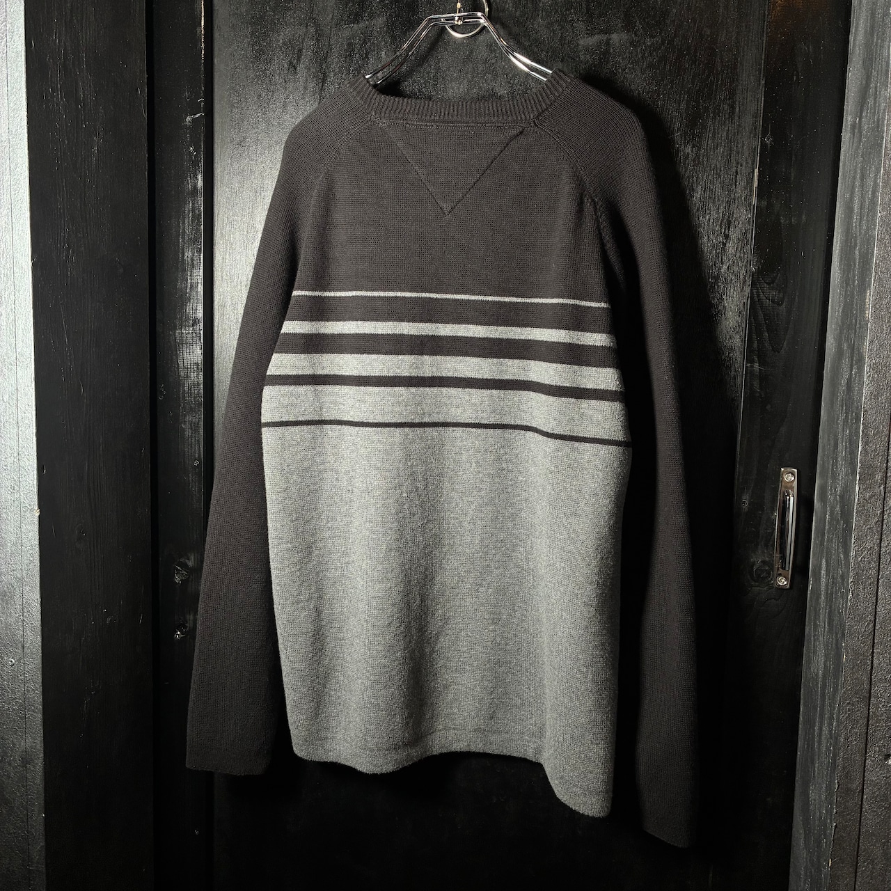 TOMMY HILFIGER コットンニット 黒×グレー トミー