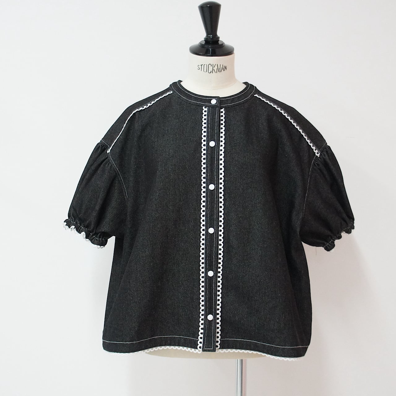 【新品】LINKABLE/デニムパフトップス/ブラック デニムパフトップス(ブラック) | LINKABLE