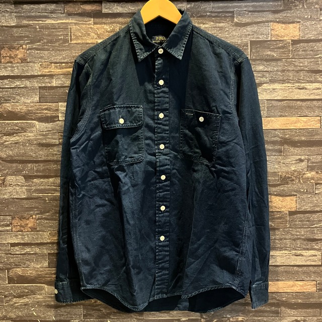 RALPH LAUREN INDIGO HOUNDTOOTH WORK SHIRT