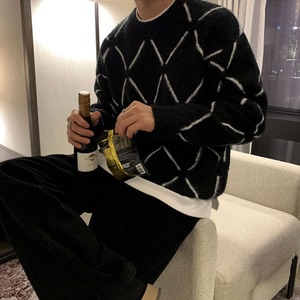 格子柄ソフトシャギーニット　MT0080351